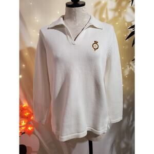 Lauren Ralph Lauren Jeans Co Vintage White Pullover Logo Sweater Womens PM